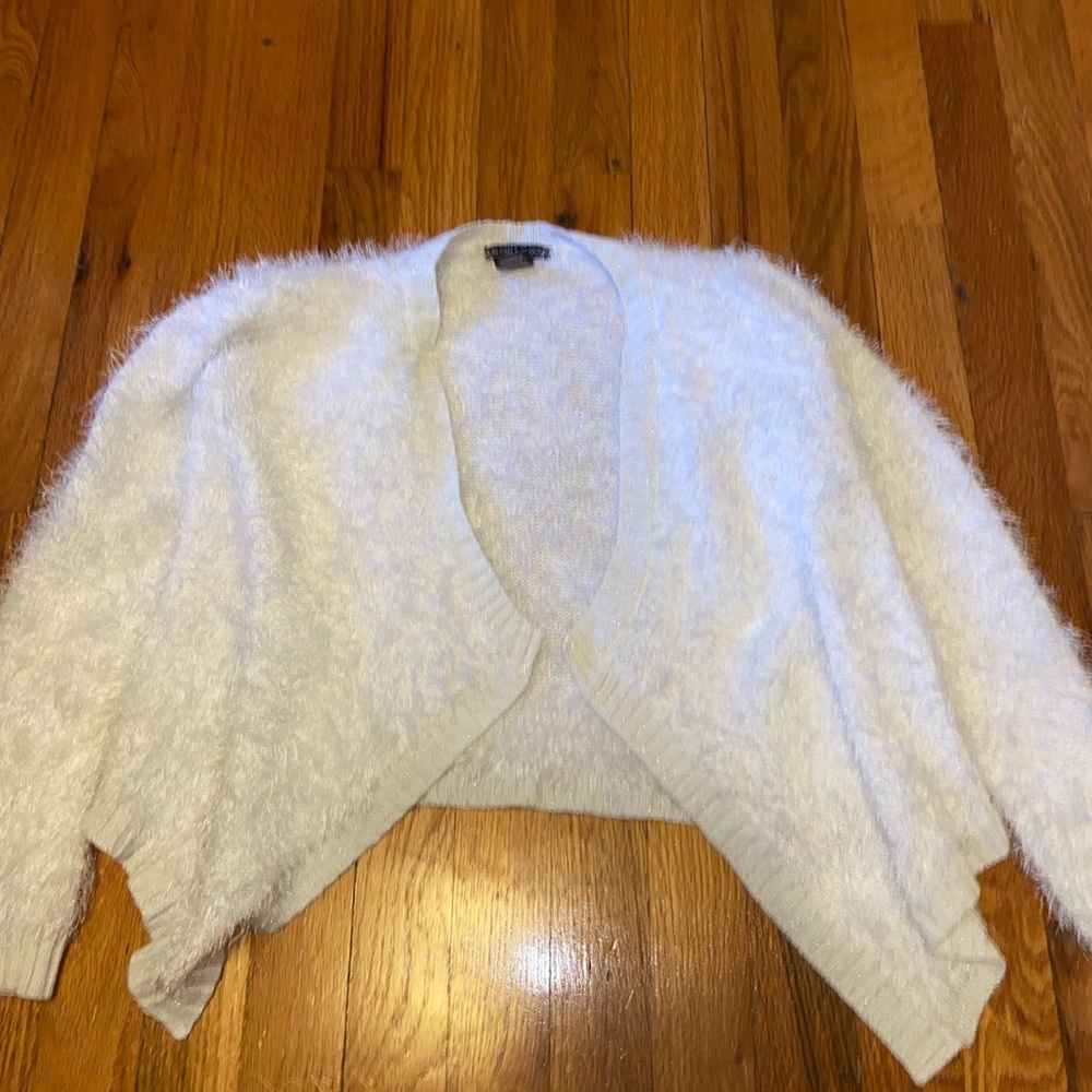 White Feathered Hair Cardigan